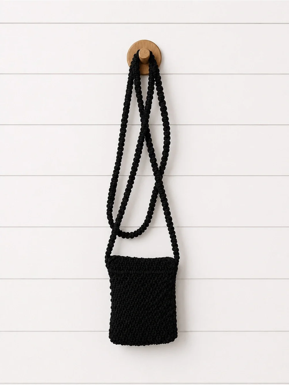 🖤 World Market Mini Black Macrame Crossbody Bag